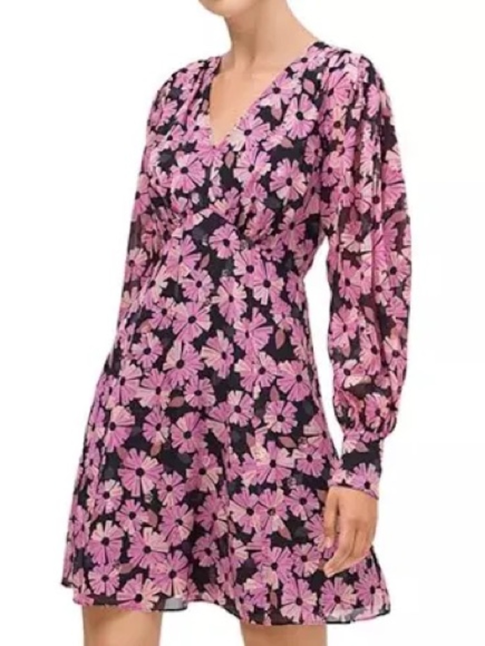 NWOT Kate Spade Wallflower Silk-Metallic Chiffon Dress Size 12